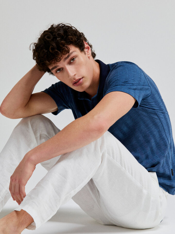 Knit polo - men's polos - Blue | Sisley image number 7